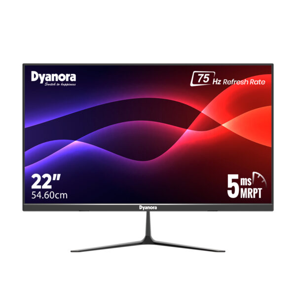 Dyanora 22 inch Black Full HD PC Monitor with IPS Panel with Ultra Slim Bezel-Less Design, Free Sync and 2 X 3W Inbuilt Speakers (DY-MN22F0N) (Response Time: 5 ms, 75 Hz Refresh Rate) (Black)
