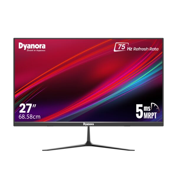 Dyanora 27 inch BlackFull HD PC Monitor with VA Panel Anti-Glare Screen with Ulta Slim Bezel-Less Design, Free Sync and 2 X 3W Inbuilt Speakers (DY-MN27F0N) (Response Time: 5 ms, 75 Hz Refresh Rate)